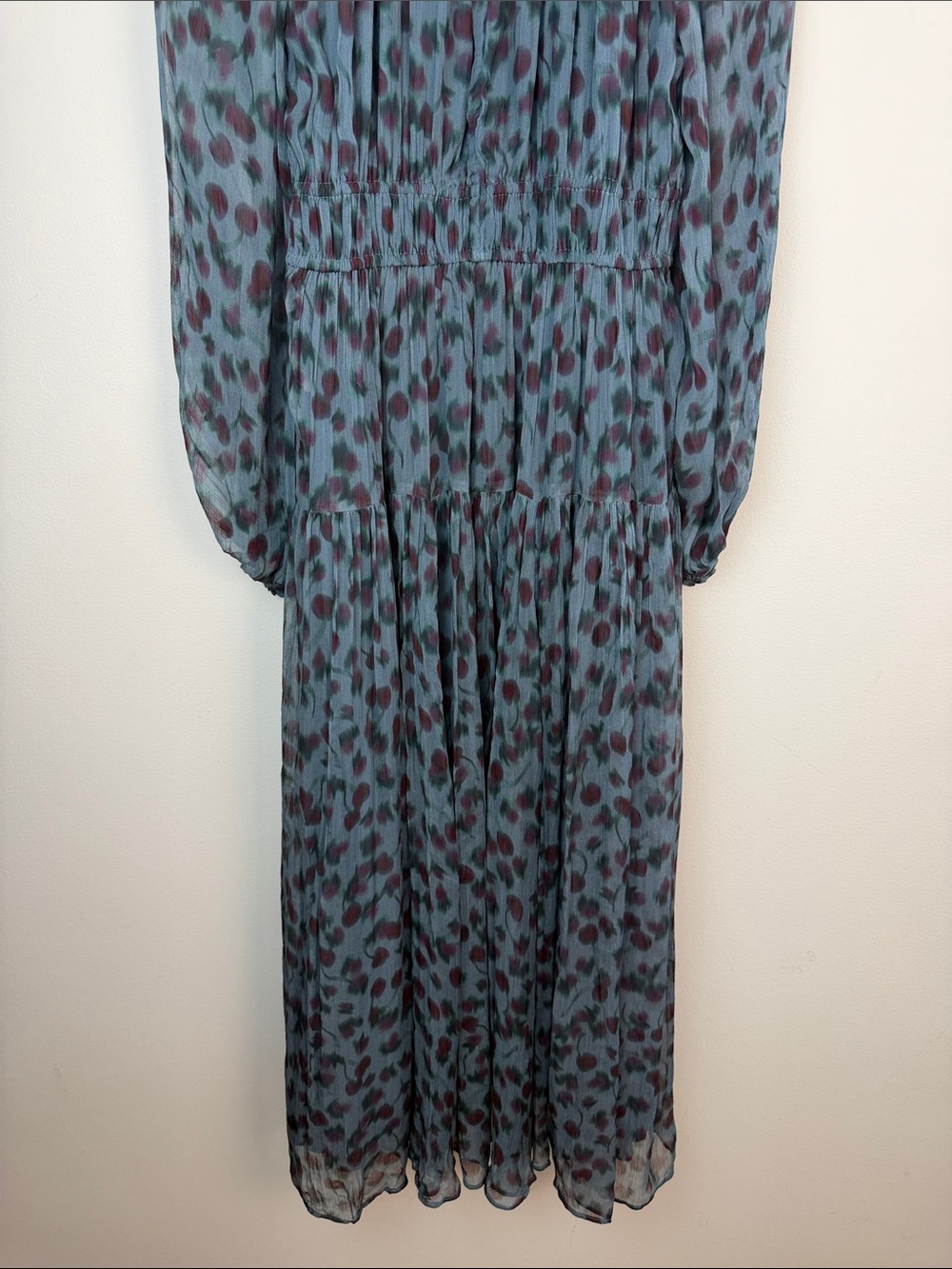 NEW J.Crew Crinkle Chiffon Sheer Long Sleeve Maxi Dress in Cherry Print Medium - Picture 14 of 16